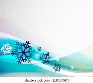 Christmas blur wave and snow abstract background