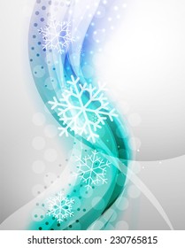 Christmas blur wave and snow abstract background