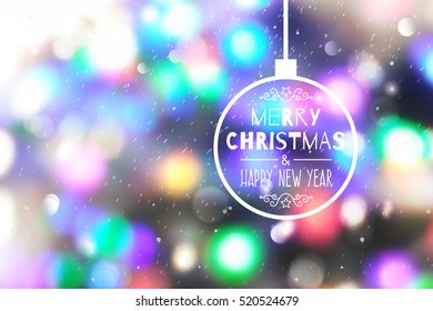 christmas blurred background with garland lights and snowfall
