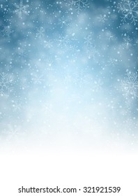 Christmas blurred background with snowflakes. Vector Illustration.