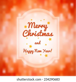 Christmas blurred greeting card with bokeh on background