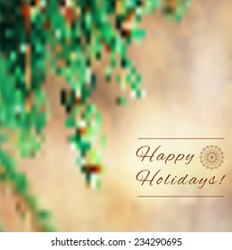 Christmas blurred greeting card with Christmas tree on background