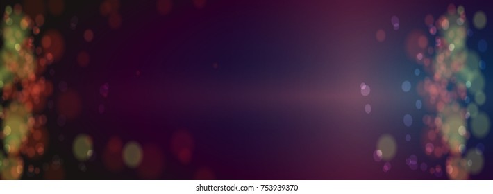 Christmas bokeh background defocused lights. Glowing techno abstract background