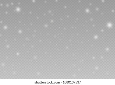Christmas bokeh falling snow isolate on png or transparent  background with sparkling  snowflake, star light  for New Year, Birthdays, Special event, luxury card,  rich style.  illustration