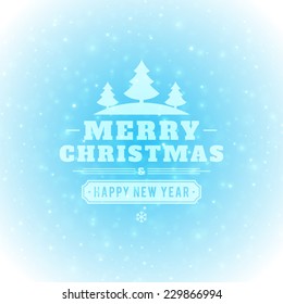 Christmas bokeh light and snowflakes vector background. Merry Christmas message label Greeting card design or invitation and holidays wishes. 