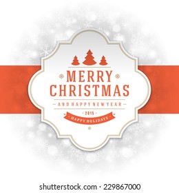 Christmas bokeh light and snowflakes vector background. Merry Christmas message label Greeting card design or invitation and holidays wishes. 