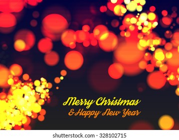Christmas bokeh light. Vector illustration on dark background
