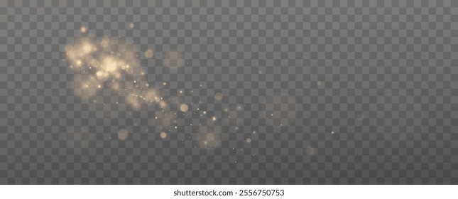Christmas Bokeh Lights.bokeh is the soft, pleasing out of focus effect from a lens.Defocused gold particles glitter on a transparent background.
