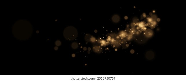 Christmas Bokeh Lights.bokeh is the soft, pleasing out of focus effect from a lens.Defocused gold particles glitter on a transparent background.