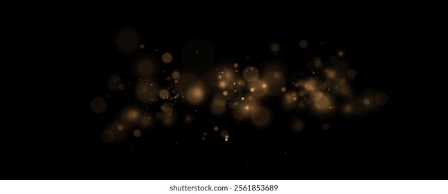 	
Christmas Bokeh Lights.bokeh is the soft, pleasing out of focus effect from a lens.Defocused gold particles glitter on a transparent background.	