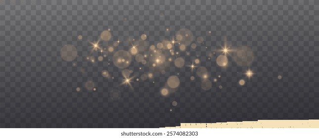 	
Christmas Bokeh Lights.bokeh is the soft, pleasing out of focus effect from a lens.Defocused gold particles glitter on a transparent background.	