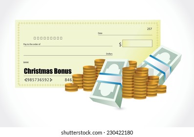 christmas bonus check illustration design over a white background