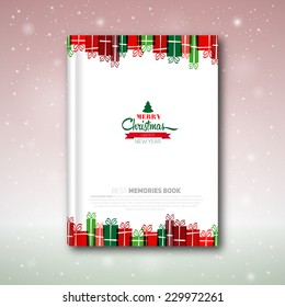 Christmas Book Cover Or Flyer Template, Vector