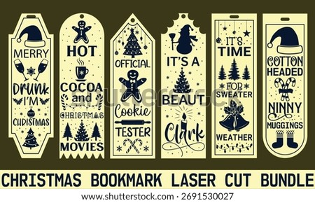 Christmas bookmark laser cut bundle