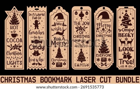 Christmas bookmark laser cut bundle