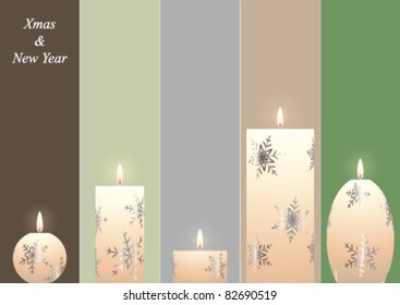Christmas bookmarks with isolated candles