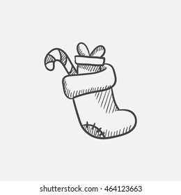 Weihnachtsboot mit Geschenkskizze für Web-, Handy- und Infografiken. Handgezeichnete Vektorsymbol einzeln.