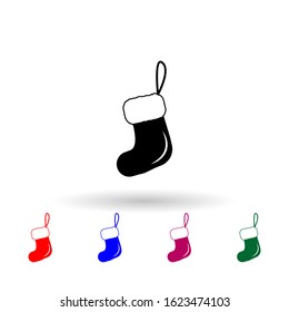 Christmas boot for gifts, Santa's boot multi color icon. Simple glyph, flat vector of winter icons for ui and ux, website or mobile application on white background