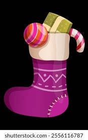 christmas boot with gifts vector illustration