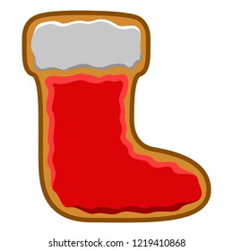 Christmas boot gingerbread cookie. Vector illustration design