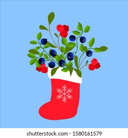 Christmas boot .winter  vector illustration