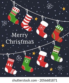 christmas boots collection.  Happy Holidays and New Year card.