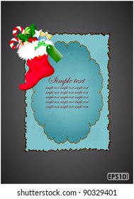 Christmas boots on grungy blue sheet and dark background