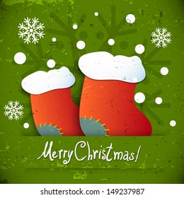 Christmas boots.  Vector greeting card 
