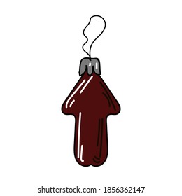 Christmas bordeaux toy in cartoon style. New year decoration. Vector stock illustration.