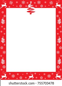 Christmas Border Background Red and White