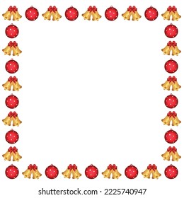 Christmas Border With Bells and Balls Vector Illustration