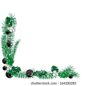 Christmas border with black and silver balls