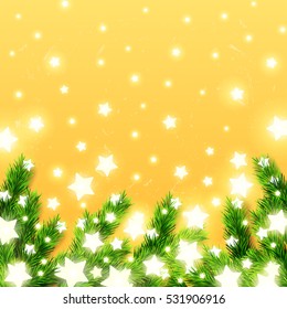 Christmas border Card design. Happy new year xmas with Glowing star Lights   