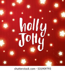 Christmas border Card design. Happy new year xmas Holly Jolly and Glowing Lights  