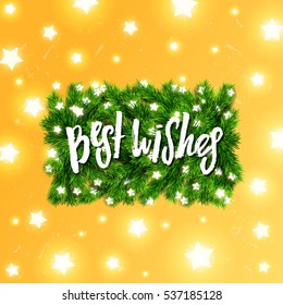  Christmas border Card design. Happy new year xmas with Glowing star Lights . Hand drawn calligraphy. concept best wishes 