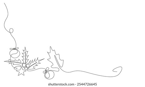 Christmas border design with single line style, Christmas and new year decoration, minimalist Christmas frame,