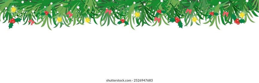 Weihnachtsgrenze mit Tannenzweigen und Kiefernzapfen 