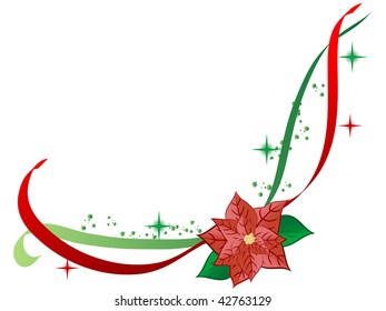 Christmas border with flower - vector illustration
