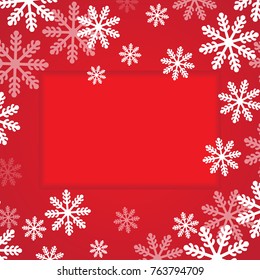 Christmas Border Frame Banner Background With Snowflake. Vector