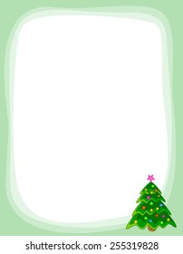 Christmas border / frame with beautiful decorated christmas tree