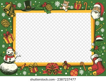 Christmas Border Frame With Christmas Object Transparent