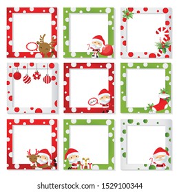 Christmas Border And Frame Picture Design Set.