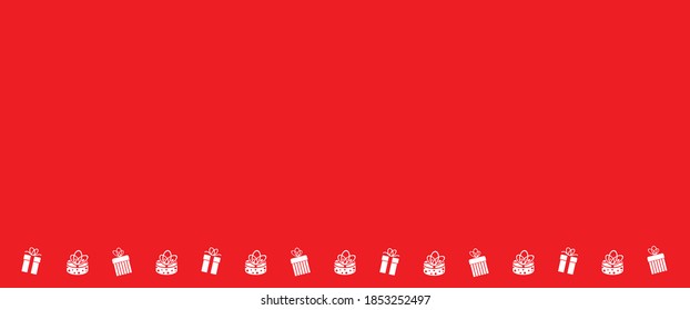Christmas border and gift present box, Cartoon Border Gift Box Gift Christmas, Birthday card. Red white cute in horizontal