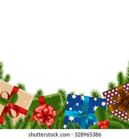 Christmas Border With Gradient Mesh, Vector Illustration