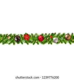 Christmas Border Isolated With Gradient Mesh, Vector Illustration
