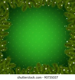 Christmas Border With New Year Tree, Vector Illustration