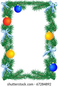 Christmas border on the white background. Vector illustration.