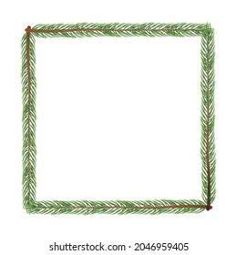 Christmas border with pine Branches. frame with branch of Christmas tree.