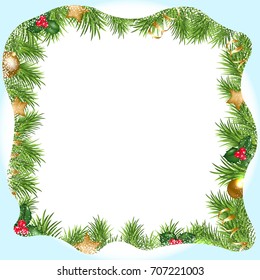 Christmas Border With Snowdrifts, With Gradient Mesh, Vector Illustration