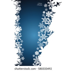 Borde de Navidad, fondo de diseño de copos de nieve.